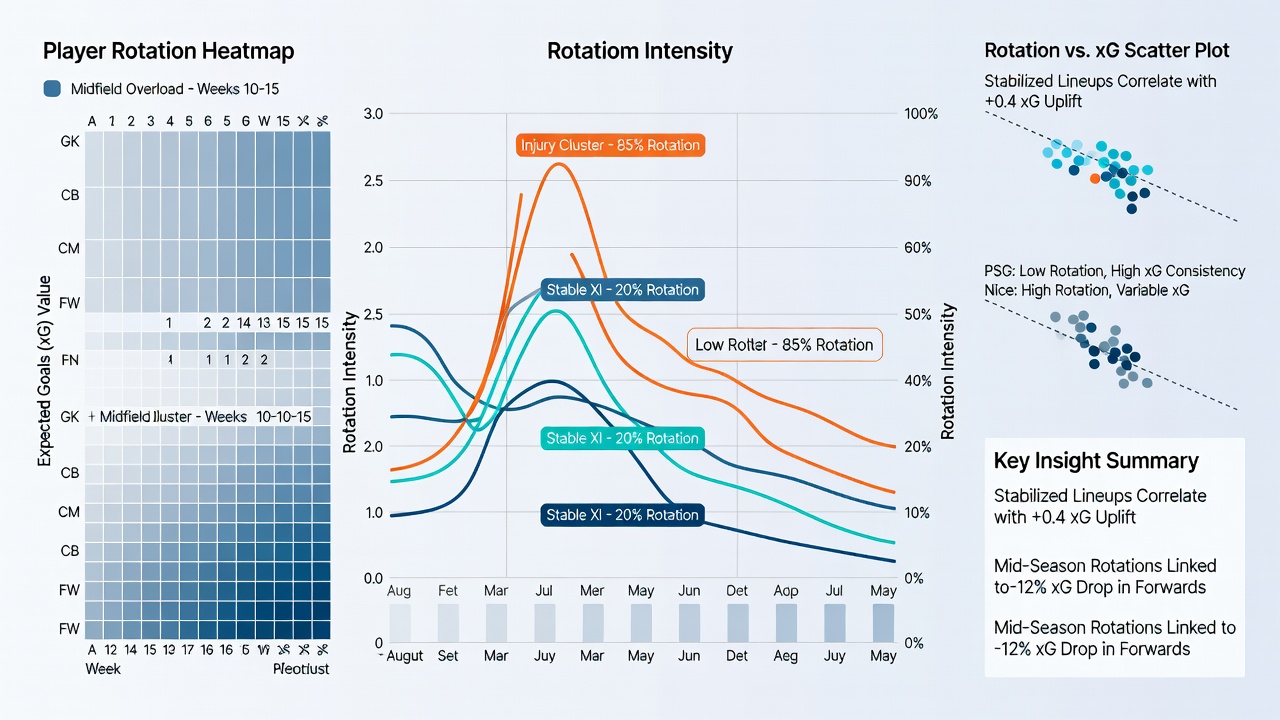 Visual breakdown of xG changes linked to squad rotation patterns
